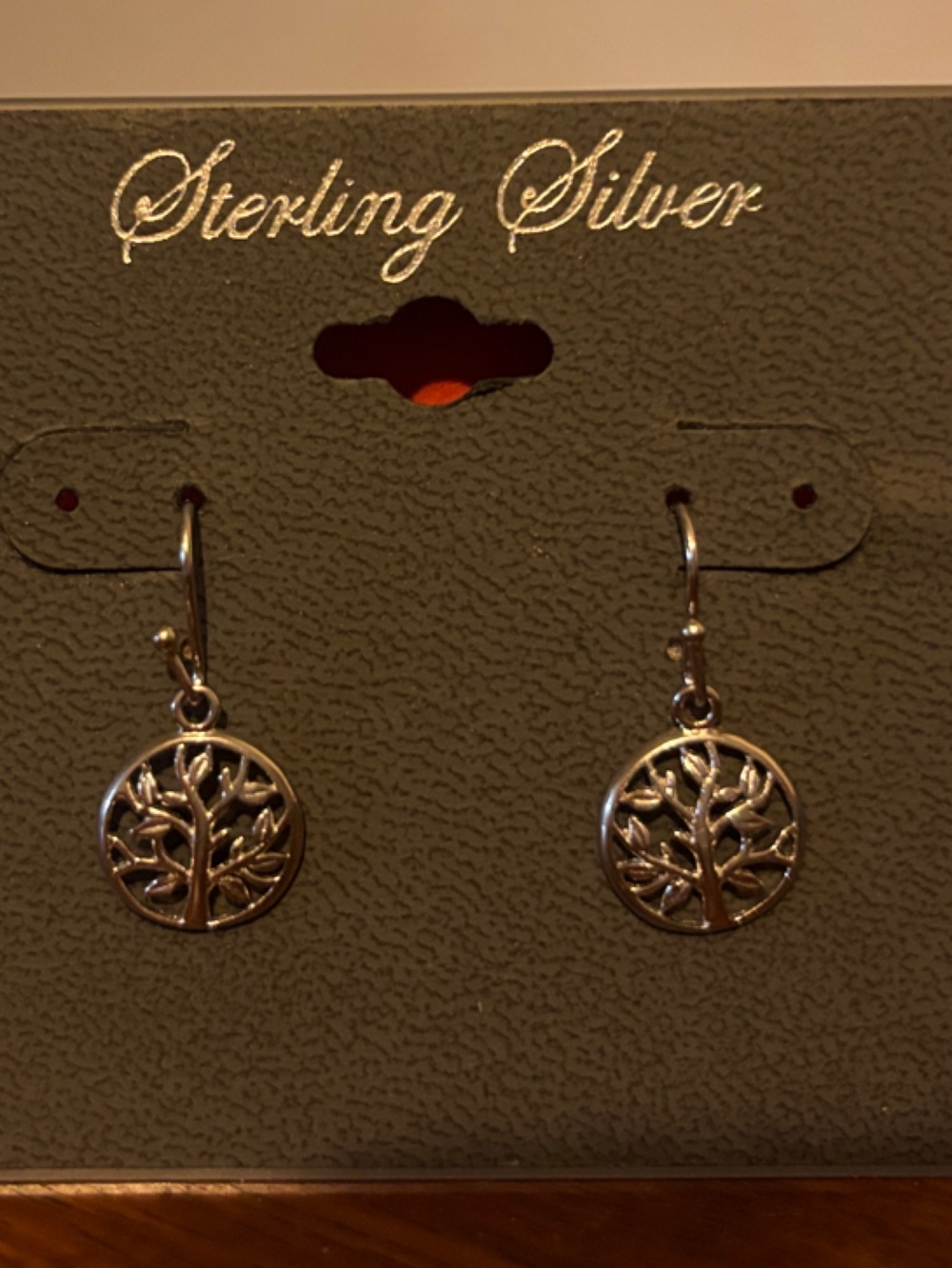 Sterling Silver Tree of Life Drop Earrings - Silver